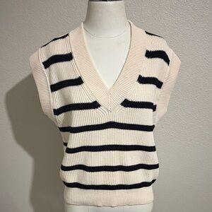 Zara Stripe Ribbed Knit Vest V-Neck